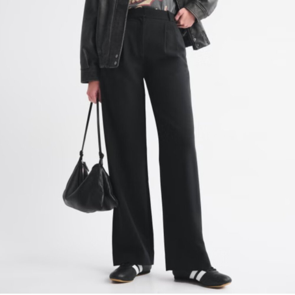 A&F Sloane Tailored Wide Leg Pant in Black